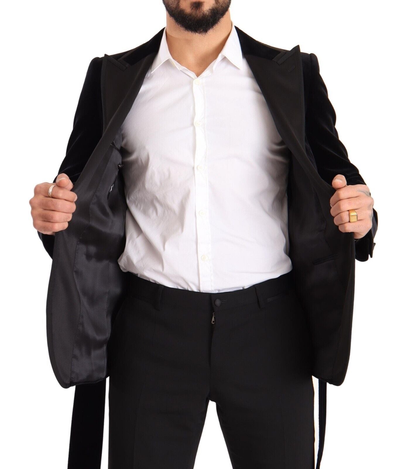 Veste blazer en velours noir à un bouton Dolce & Gabbana, coupe classique et élégante pour femme.