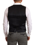 Costume trois pièces Dolce & Gabbana Martini à carreaux noir et blanc, élégant ensemble vestimentaire pour homme.