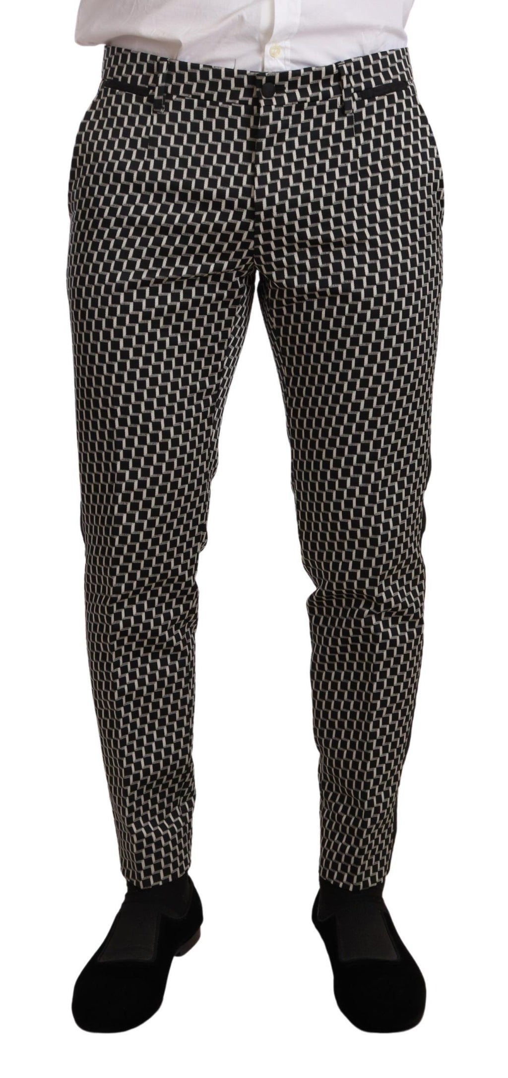 Ensemble de costume Martini noir et blanc à carreaux Dolce & Gabbana, 3 pièces, élégance masculine et sophistiquée.