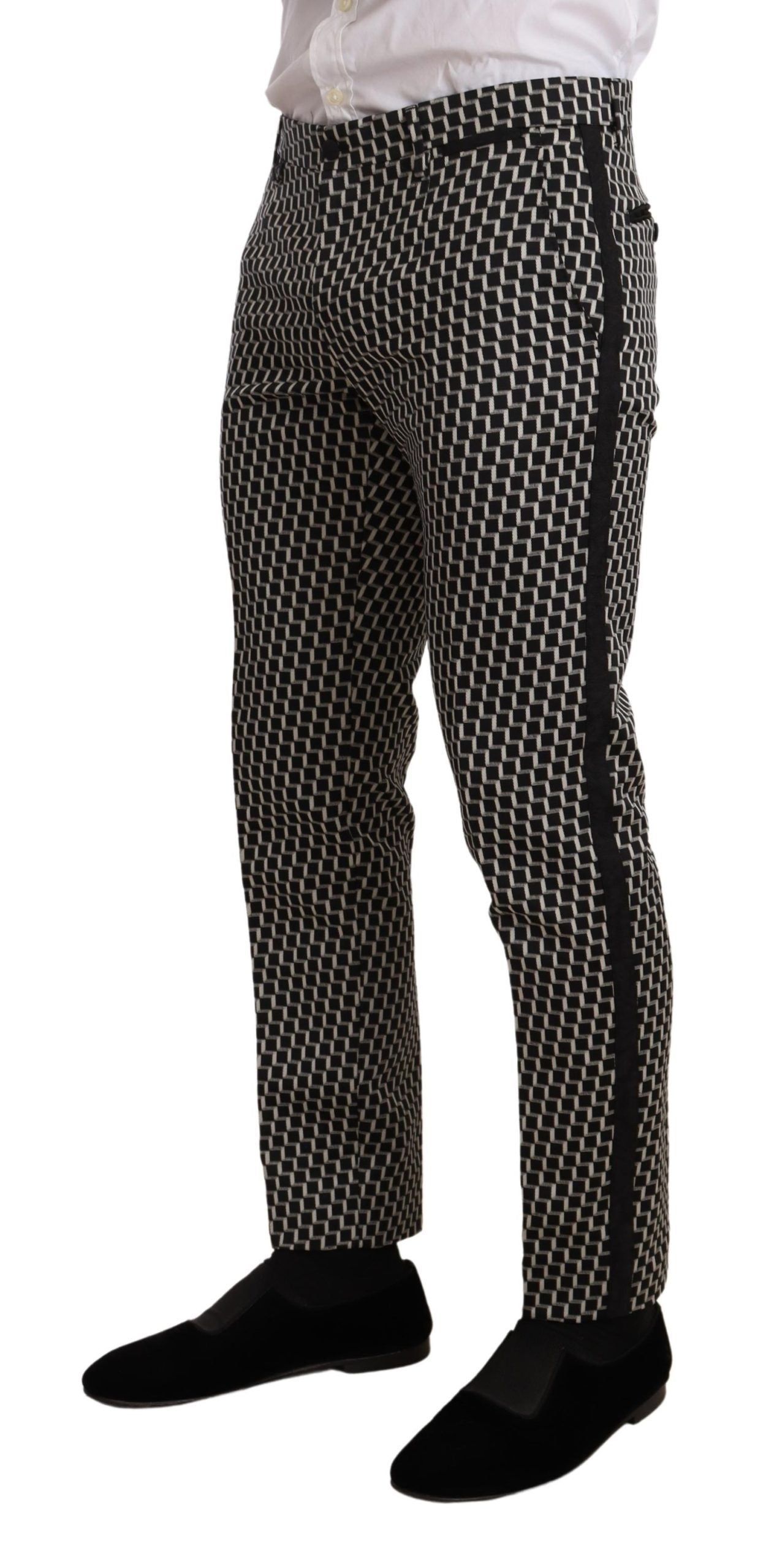 Ensemble trois pièces Martini Dolce & Gabbana à carreaux noir et blanc, costume élégant pour homme.