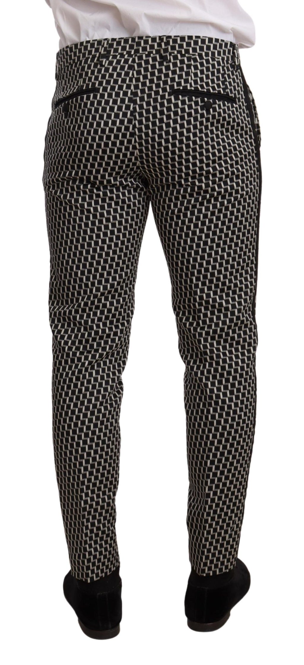 Veste, pantalon et chemise noir et blanc à carreaux de la collection Dolce & Gabbana Martini, ensemble trois pièces élégant.
