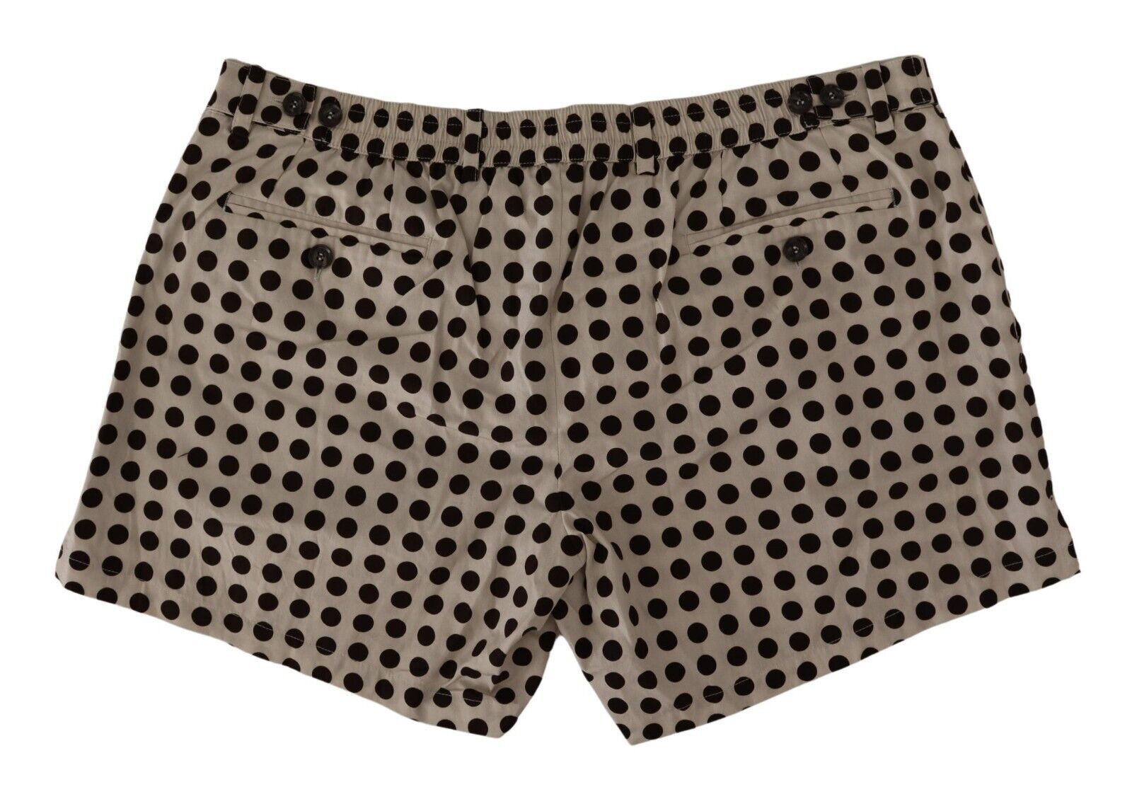 Shorts en coton et lin à pois noirs et blancs de Dolce & Gabbana, style décontracté et élégant.