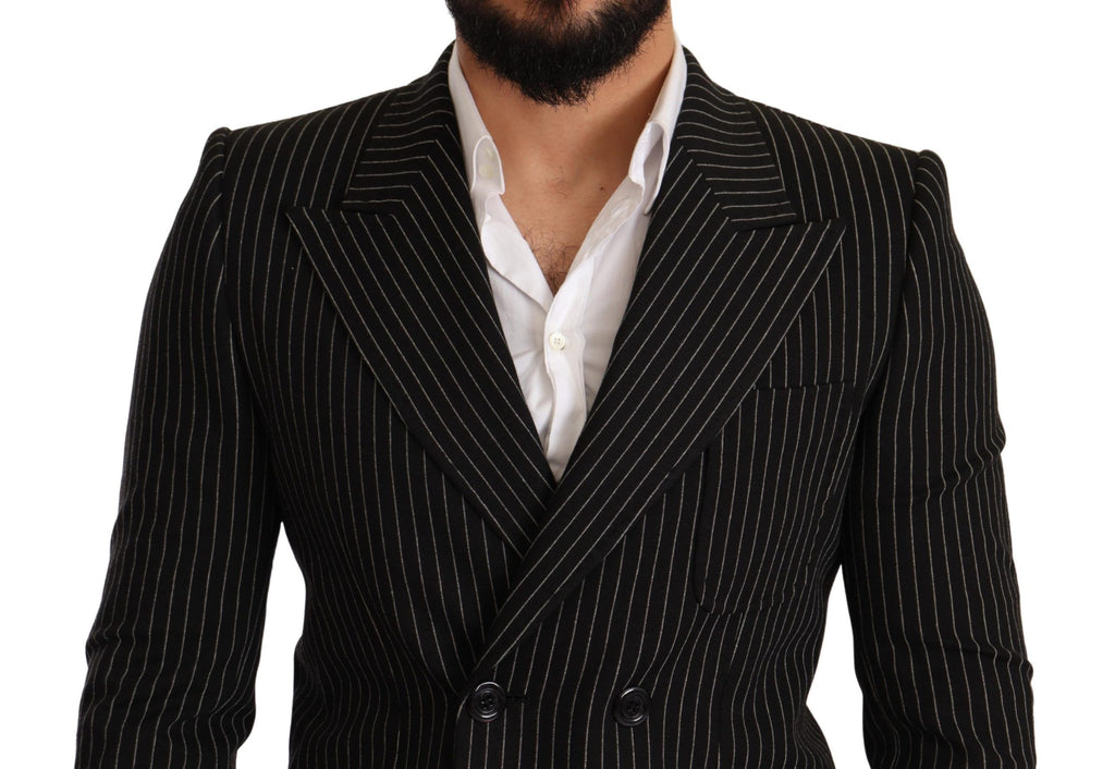 Blazer ajusté noir et blanc à rayures de Dolce & Gabbana, veste élégante pour homme avec coupe slim.