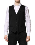 Gilet homme noir en laine de marque Dolce & Gabbana, veste formelle élégante pour occasion spéciale.