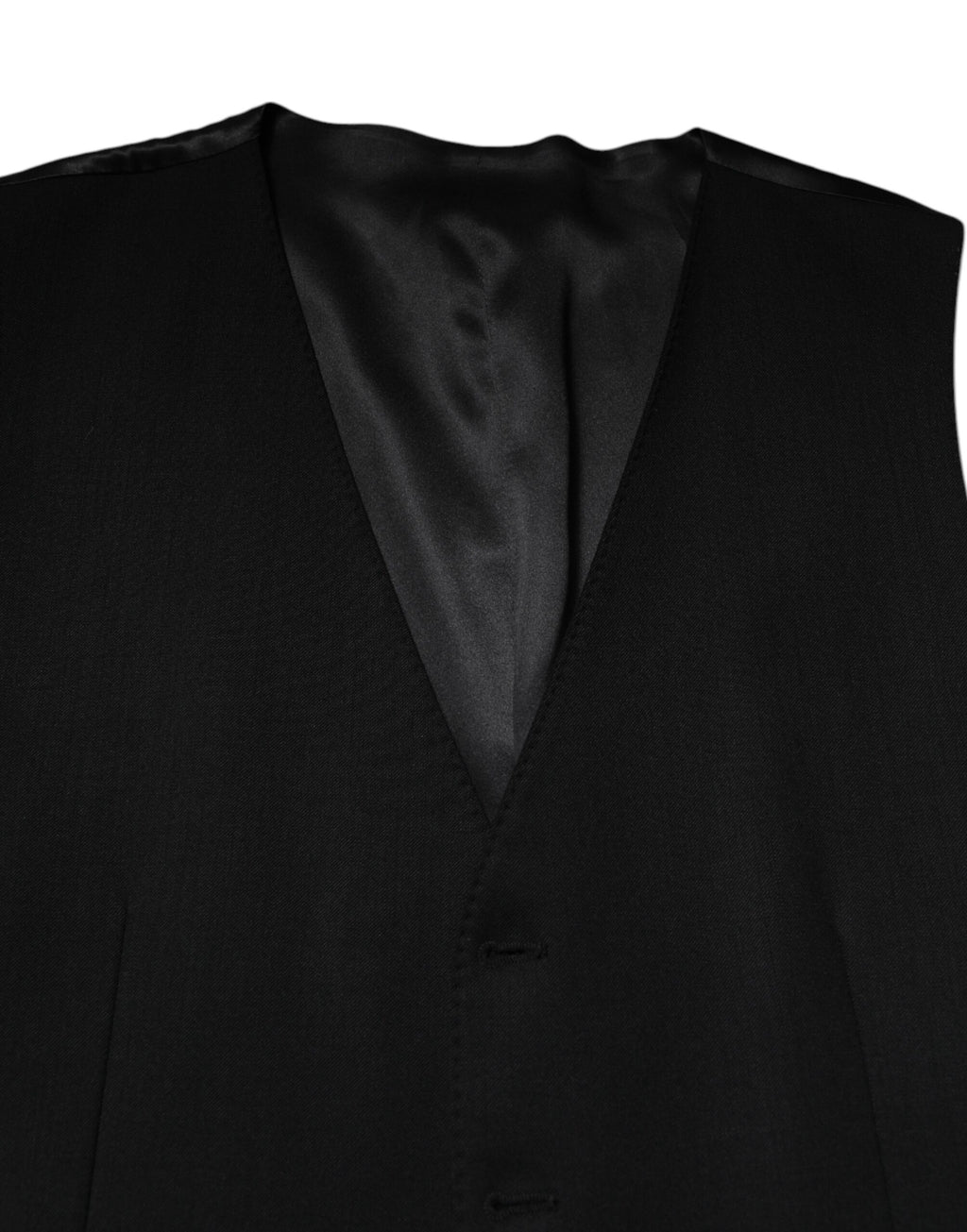 Gilet homme en laine noire Dolce & Gabbana, veste formelle élégante avec coupe ajustée et détails sophistiqués.