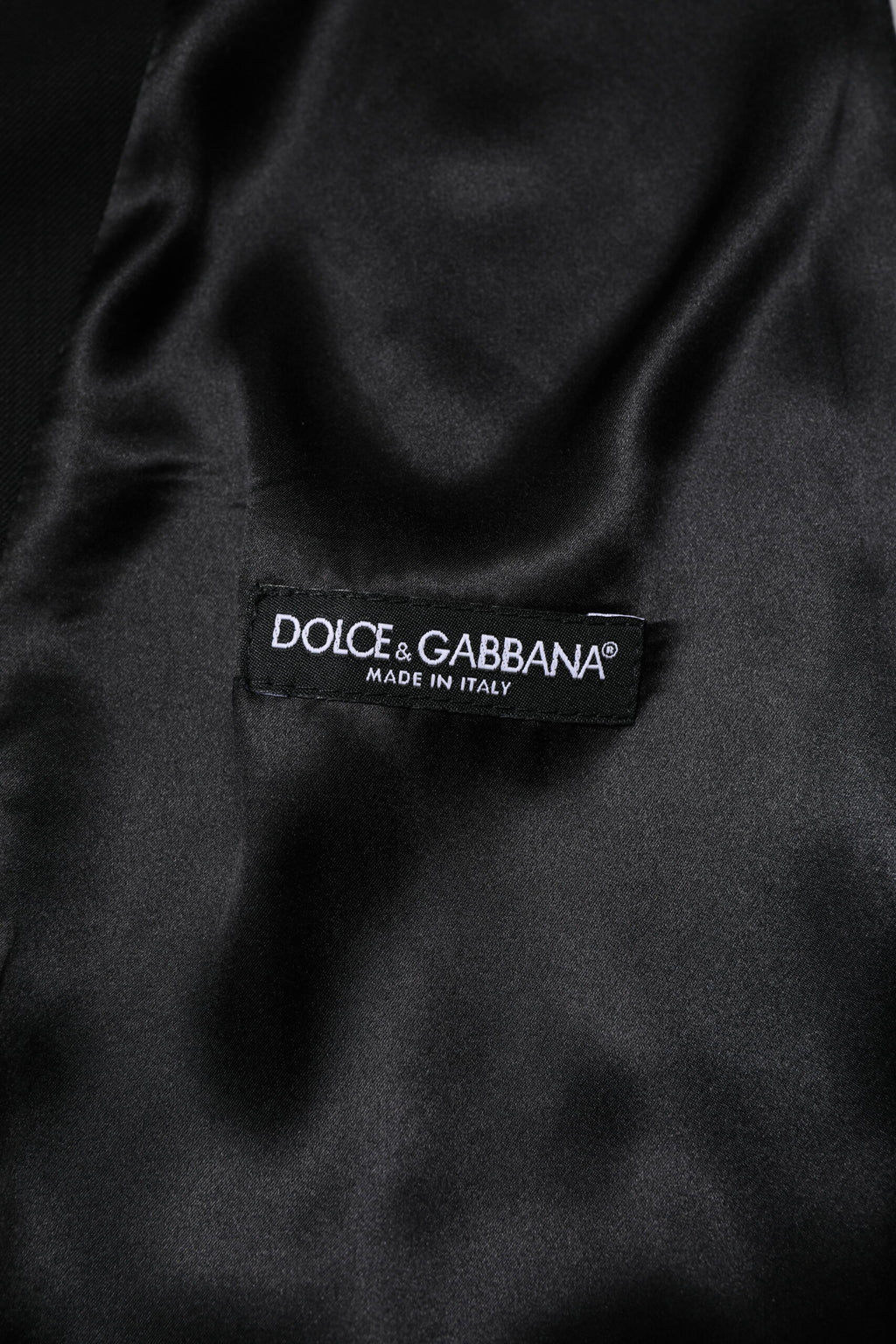 Gilet homme en laine noire Dolce & Gabbana, veste formelle élégante pour occasions spéciales.