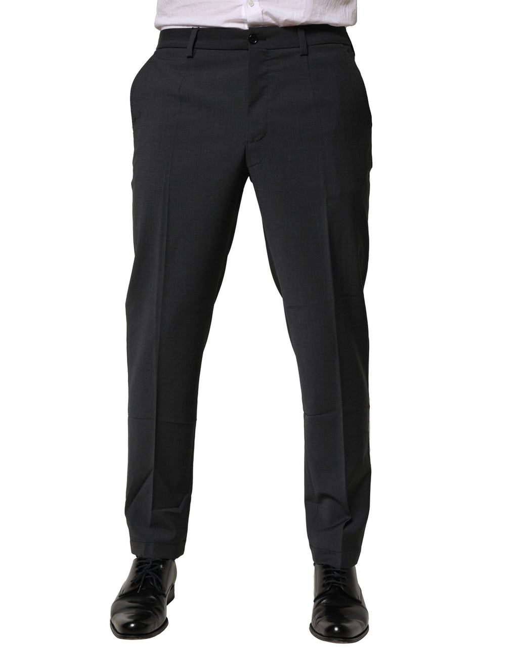 Pantalon slim en laine noire de Dolce & Gabbana, vêtement formel pour femme, affiché sur un mannequin.