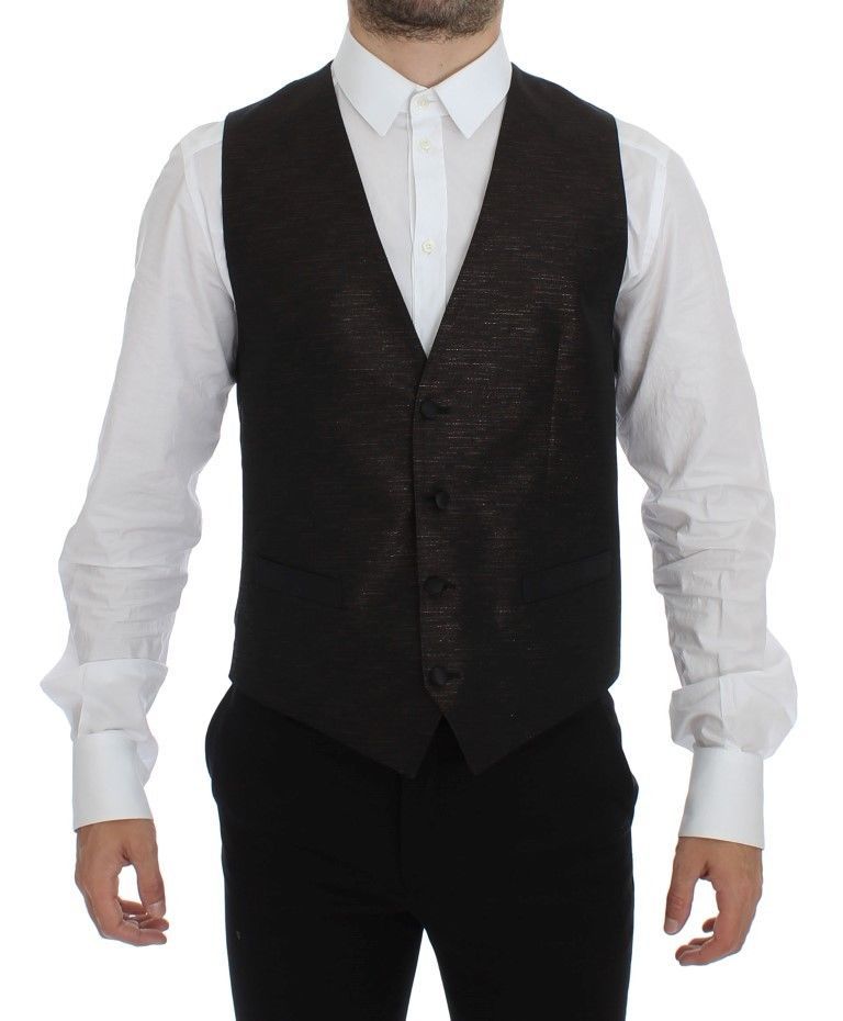 Gilet Dolce & Gabbana en laine noire avec logo, veste sans manches élégante pour femme.