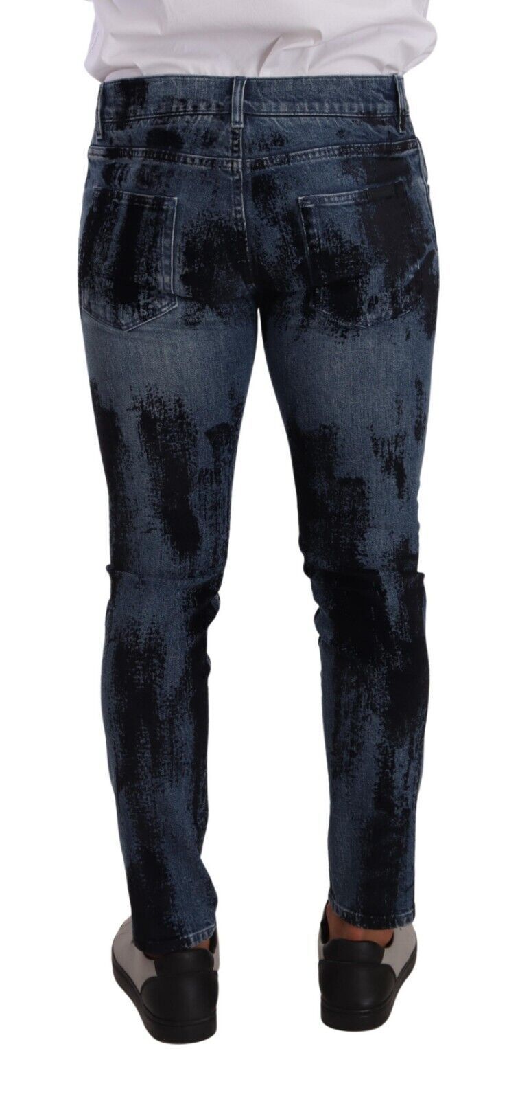 Jeans skinny en coton bleu et noir Dolce & Gabbana, denim tendance avec coupe ajustée et détails modernes.