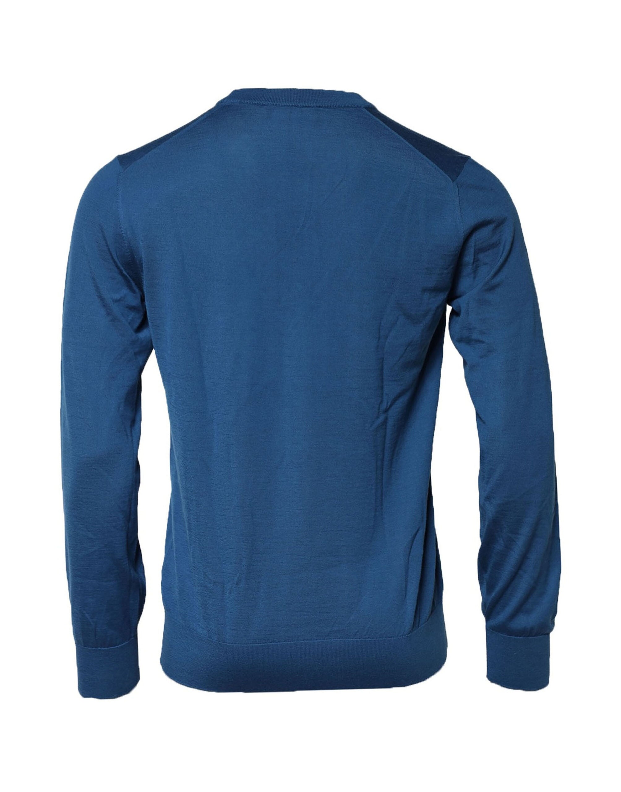 Sweatshirt Dolce & Gabbana en cachemire bleu avec col rond, style décontracté et finition élégante.