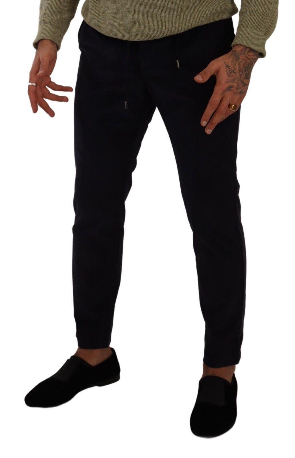 Pantalon skinny en coton bleu Dolce & Gabbana, pantalon en velours côtelé ajusté pour homme.