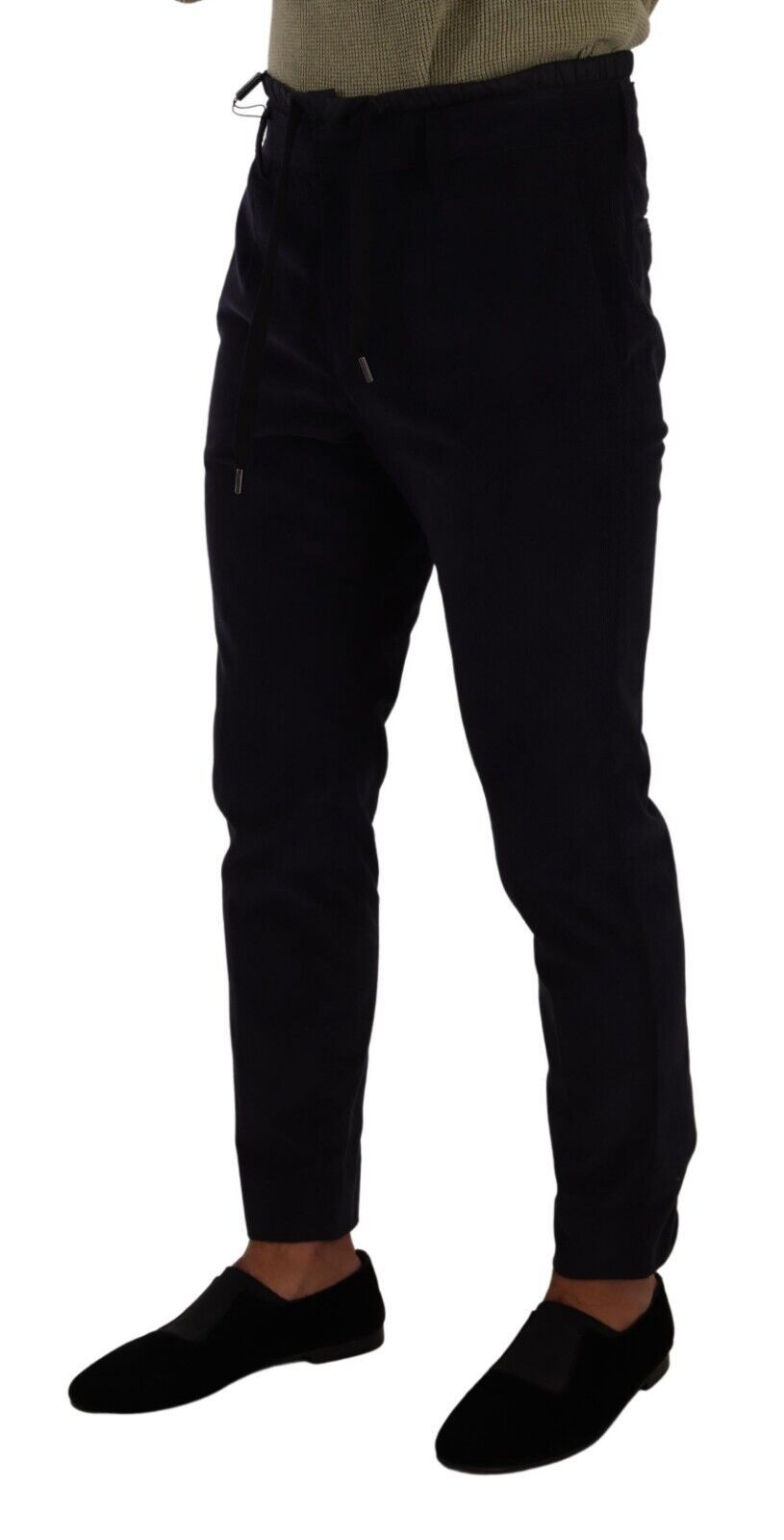 Pantalons Dolce & Gabbana en coton bleu skinny en velours côtelé, coupe ajustée et style moderne.