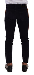 Jeans skinny en corduroy bleu en coton stretch de Dolce & Gabbana, coupe ajustée et détails modernes.