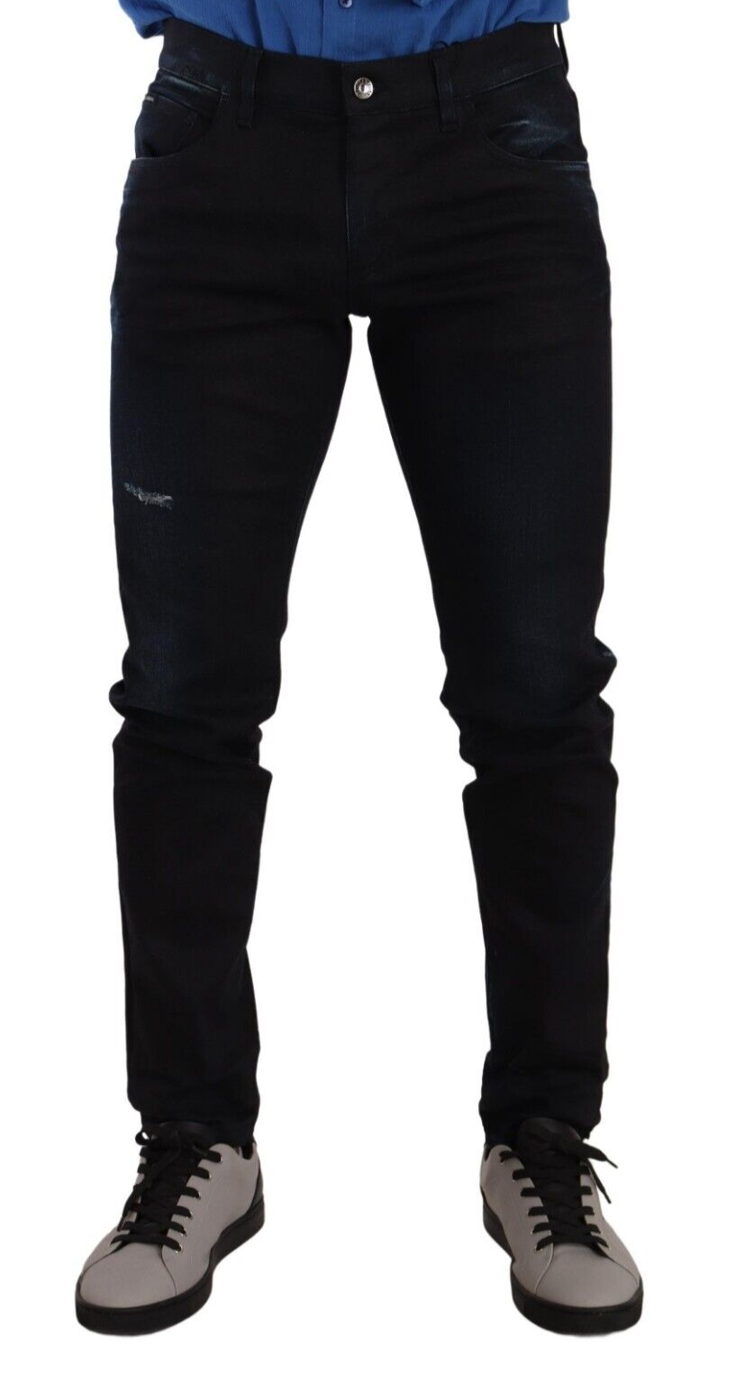 Pantalon en jean skinny bleu en coton stretch de Dolce & Gabbana, coupe ajustée, détails classiques en denim.