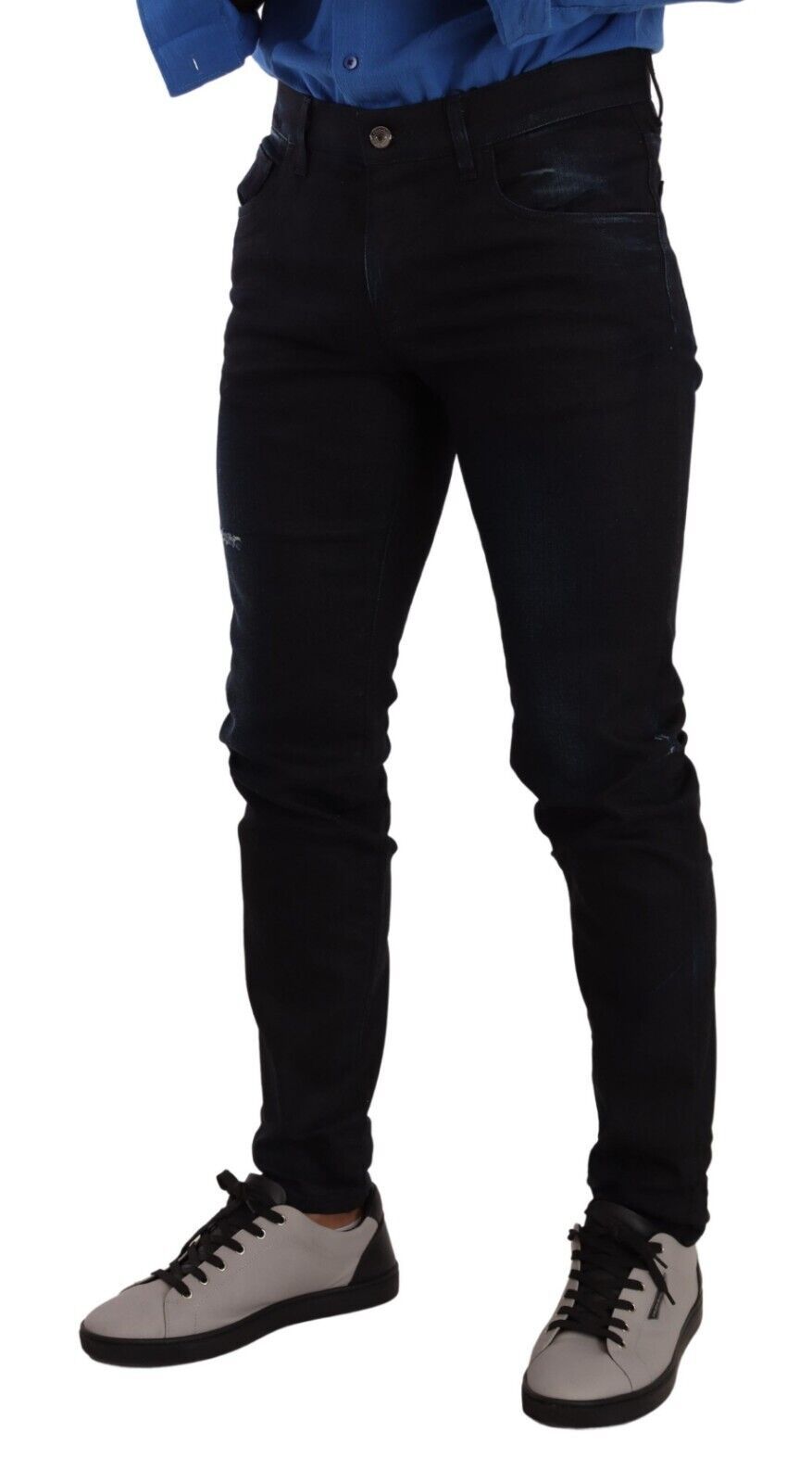 Jeans skinny en denim bleu en coton stretch de Dolce & Gabbana, style ajusté et moderne, pour femme.
