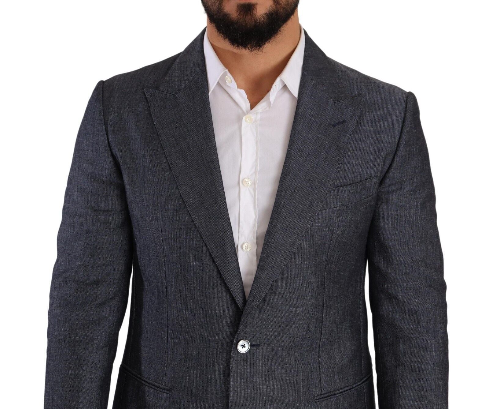 Veste en lin et coton bleu Dolce & Gabbana Taormina blazer, détail élégant, tissu léger et finition soignée.