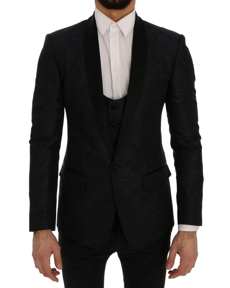 Veste blazer Slim deux pièces Dolce & Gabbana Blue MARTINI, élégante et ajustée, en tissu bleu avec finition soignée.