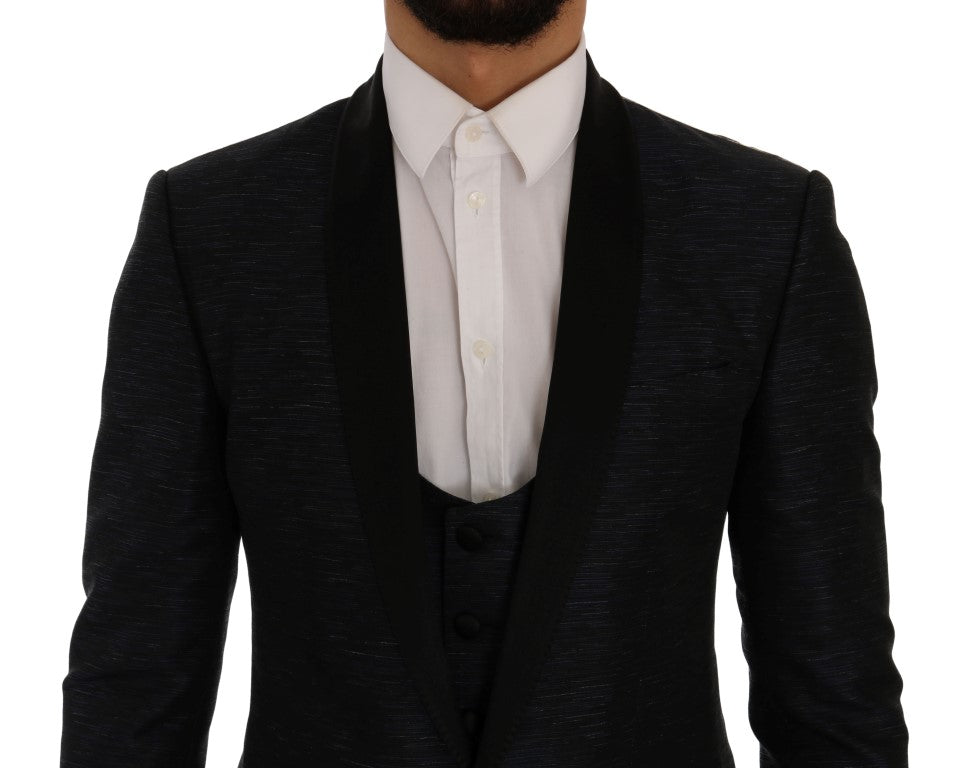 Blazer Slim en deux pièces Dolce & Gabbana Blue MARTINI, élégant et ajusté, avec détails modernes et tissu de qualité.