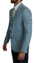 Veste blazer Dolce & Gabbana Martini en bleu, coupe slim fit, veste élégante pour homme.