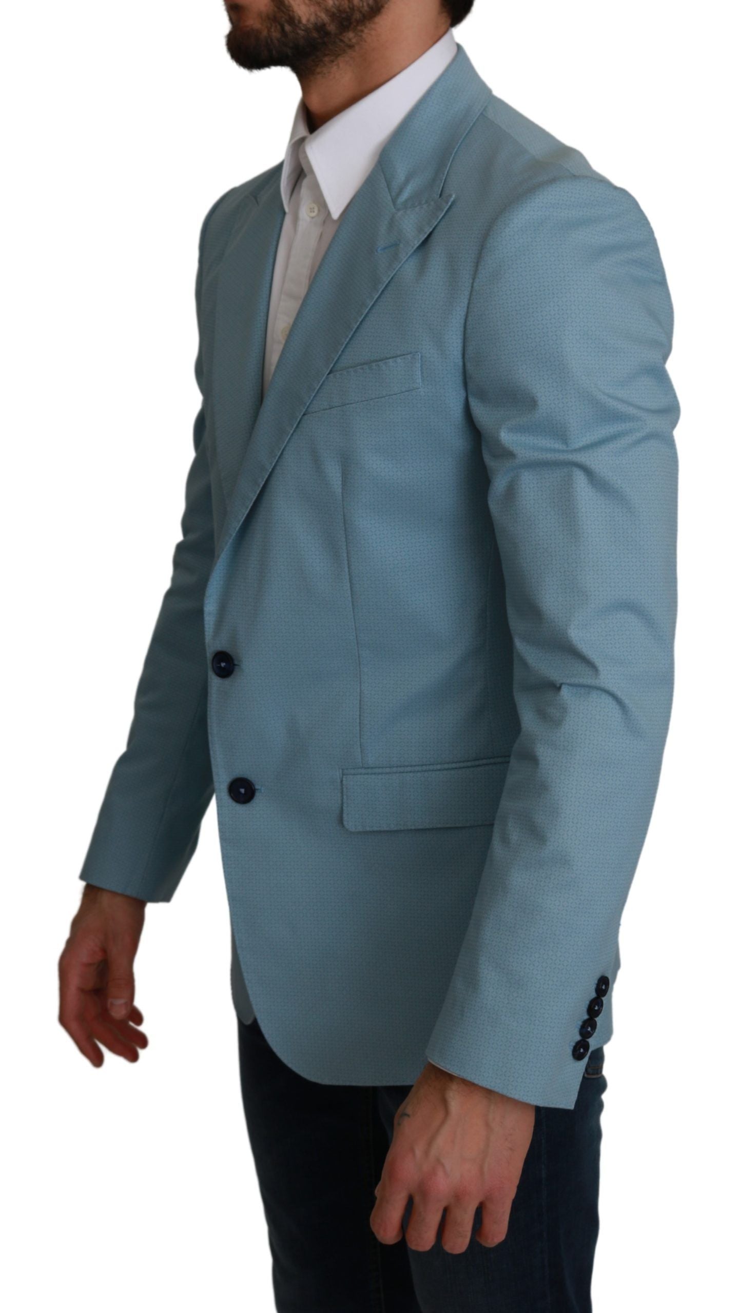 Veste blazer Dolce & Gabbana Martini en bleu, coupe slim fit, veste élégante pour homme.
