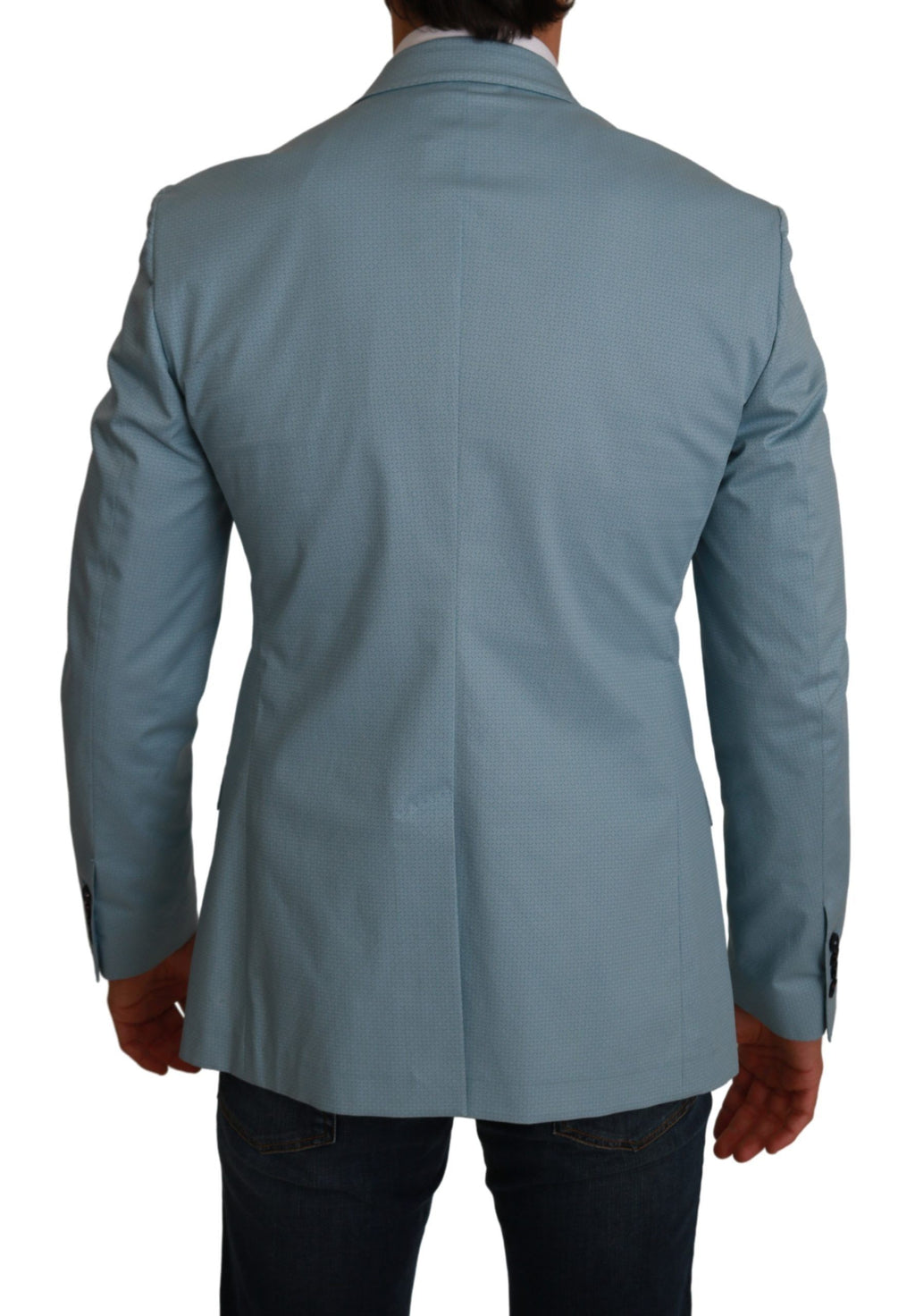 Veste blazer Dolce & Gabbana bleu, coupe slim fit, en tissu élégant, vue de face sur fond neutre.