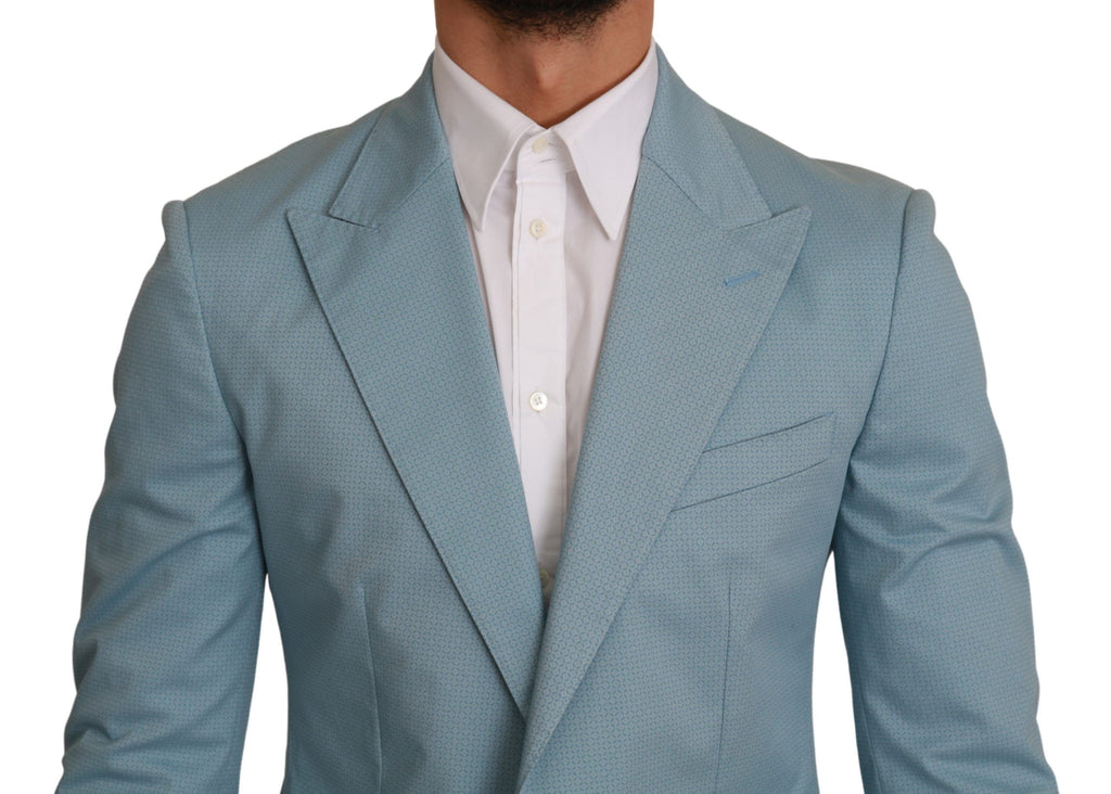 Veste blazer Dolce & Gabbana bleu, coupe slim fit, style Martini, tissu élégant, vue de face sur le mannequin.
