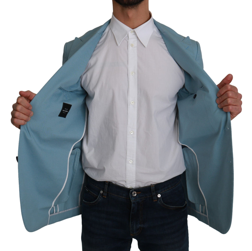 Manteau blazer slim fit bleu Dolce & Gabbana Martini, veste élégante pour homme, détails modernes et couture de luxe.