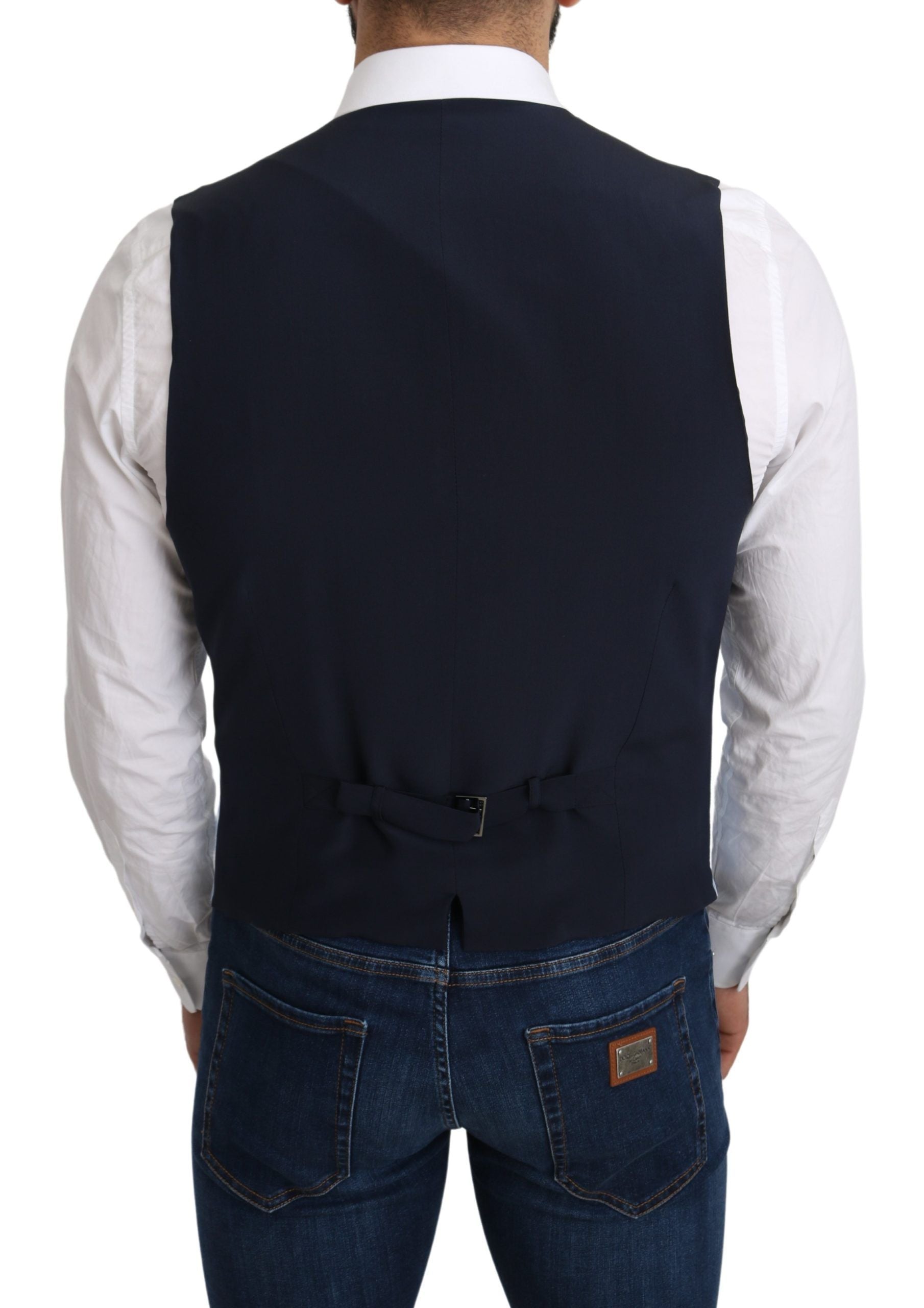 Gilet formel en viscose bleue de Dolce & Gabbana, coupe ajustée et élégante, parfait pour un style sophistiqué.