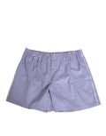 Shorts de bain Dolce & Gabbana en coton bleu et blanc à rayures avec boutons, parfaits pour la plage.