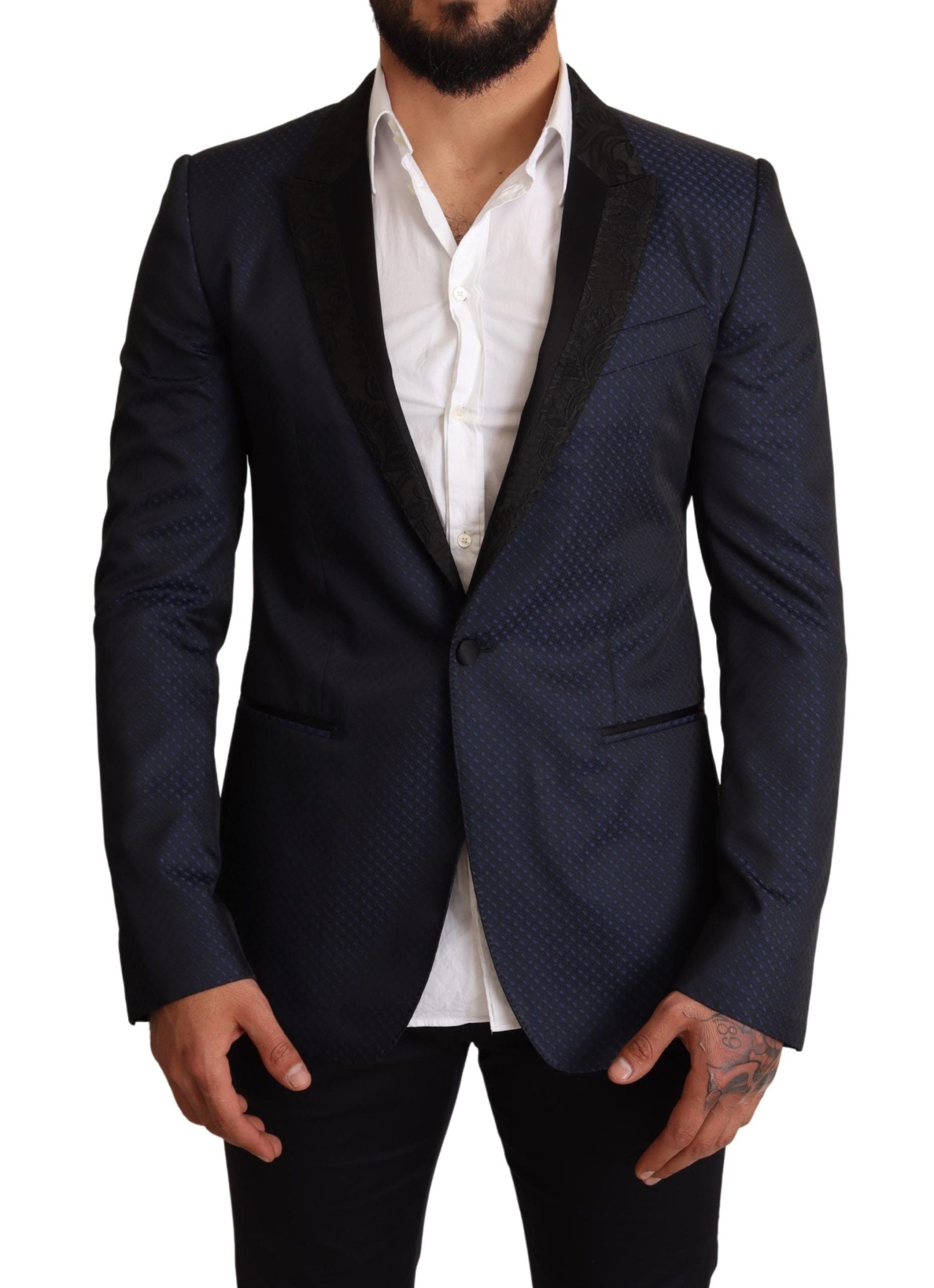 Veste blazer slim fit en laine bleue Dolce & Gabbana Martini, style élégant et moderne pour homme.