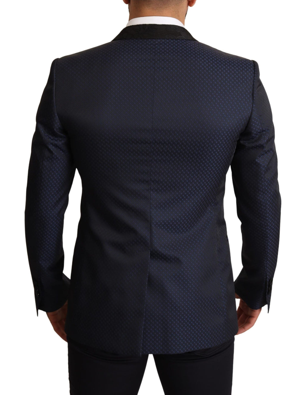 Veste blazer slim fit en laine bleue Dolce & Gabbana Martini, élégante et structurée, vue de face.