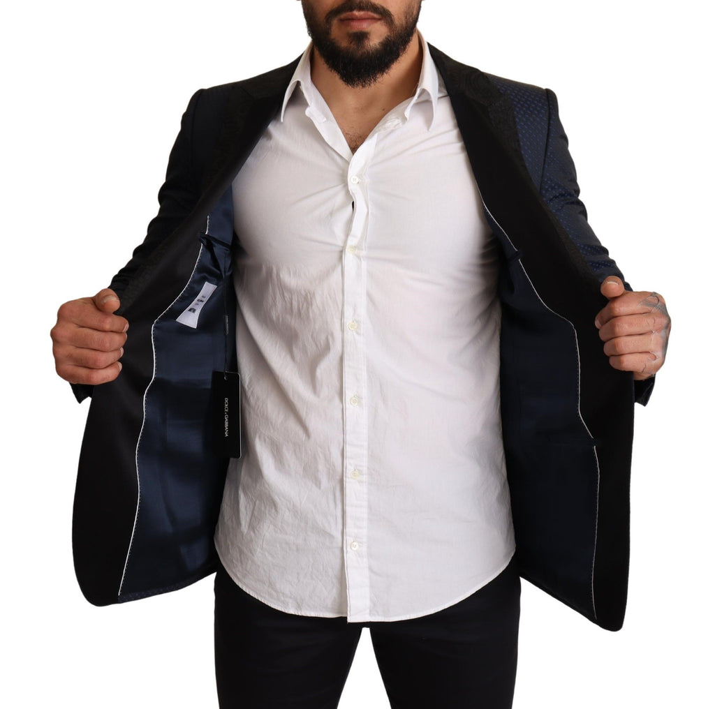 Veste blazer Dolce & Gabbana Martini en laine bleue, coupe slim fit, élégante et sophistiquée.