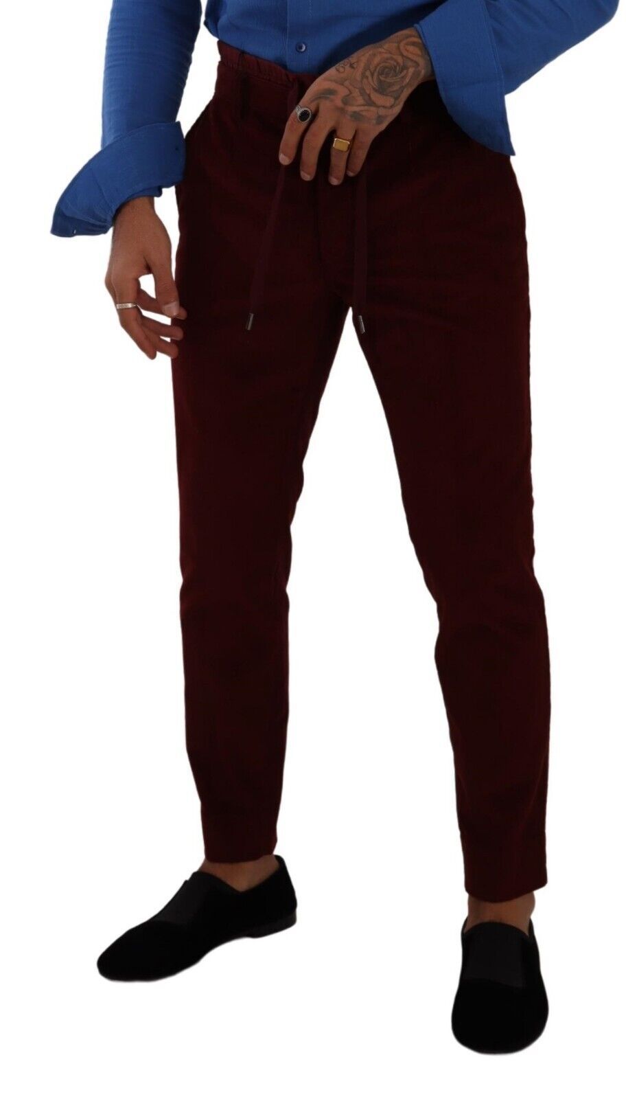 Pantalon habillé en velours bordeaux pour homme de la marque Dolce & Gabbana, pantalon formel élégant.