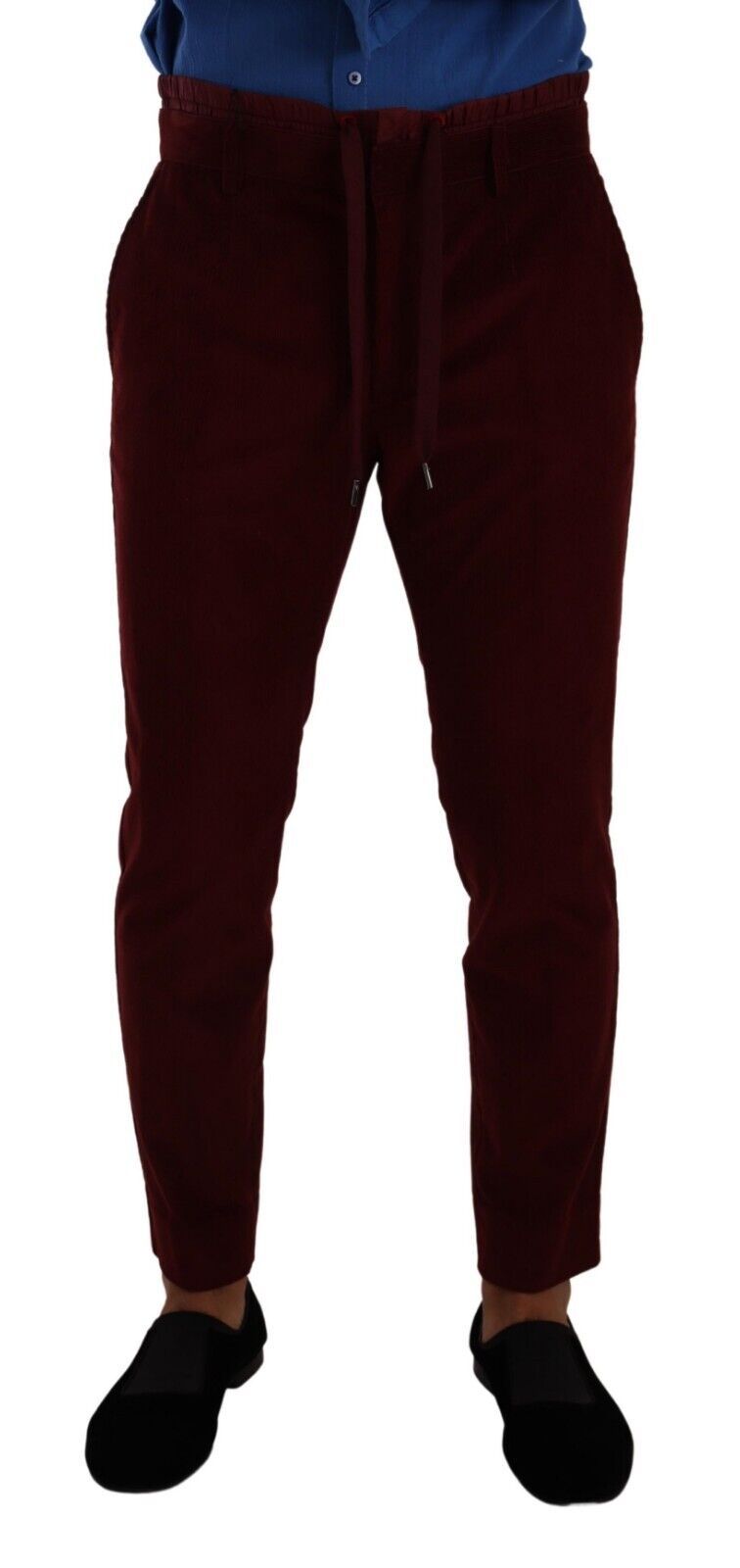 Pantalon formel en velours bordeaux pour homme de Dolce & Gabbana, style élégant et sophistiqué.