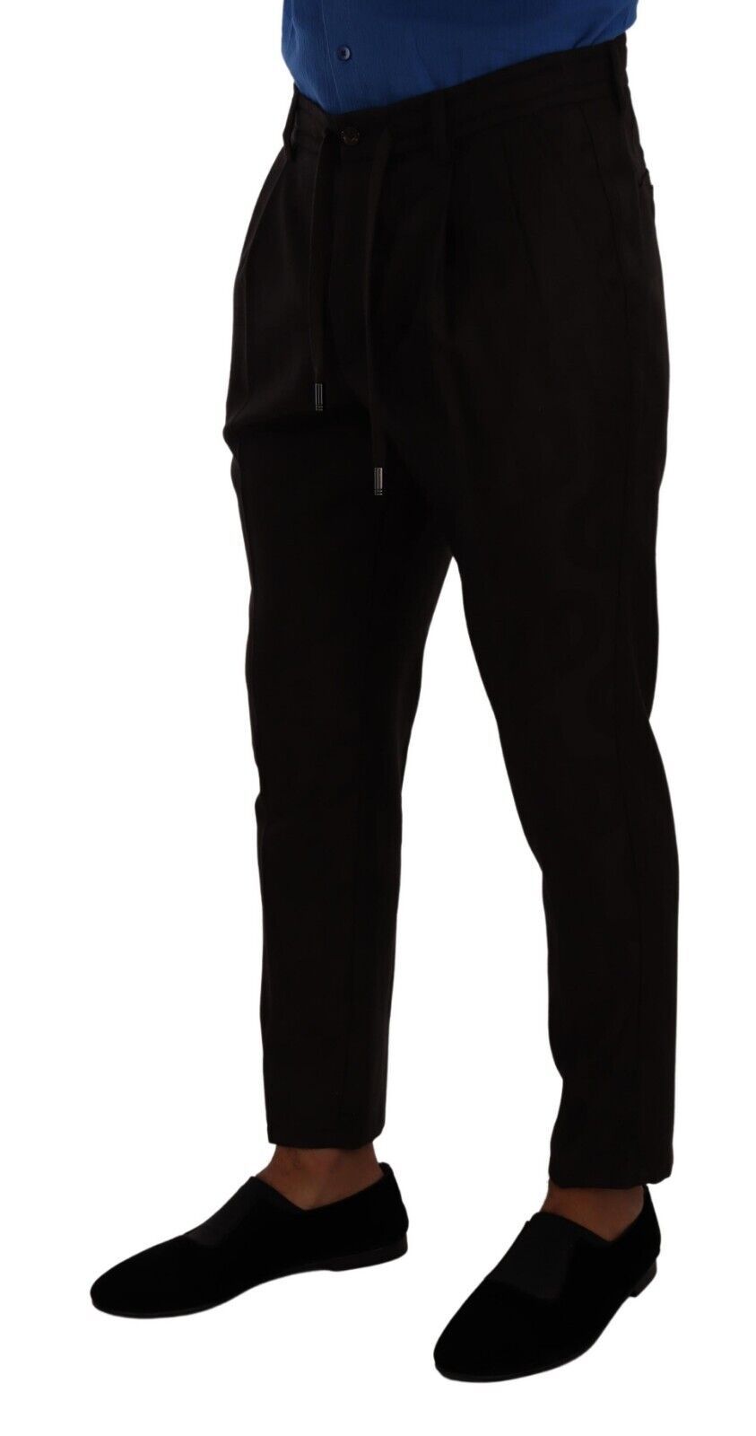 Pantalon homme skinny en laine bordeaux Dolce & Gabbana, ajusté et élégant, vue de face.