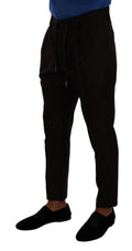 Pantalon homme skinny en laine bordeaux Dolce & Gabbana, ajusté et élégant, vue de face.