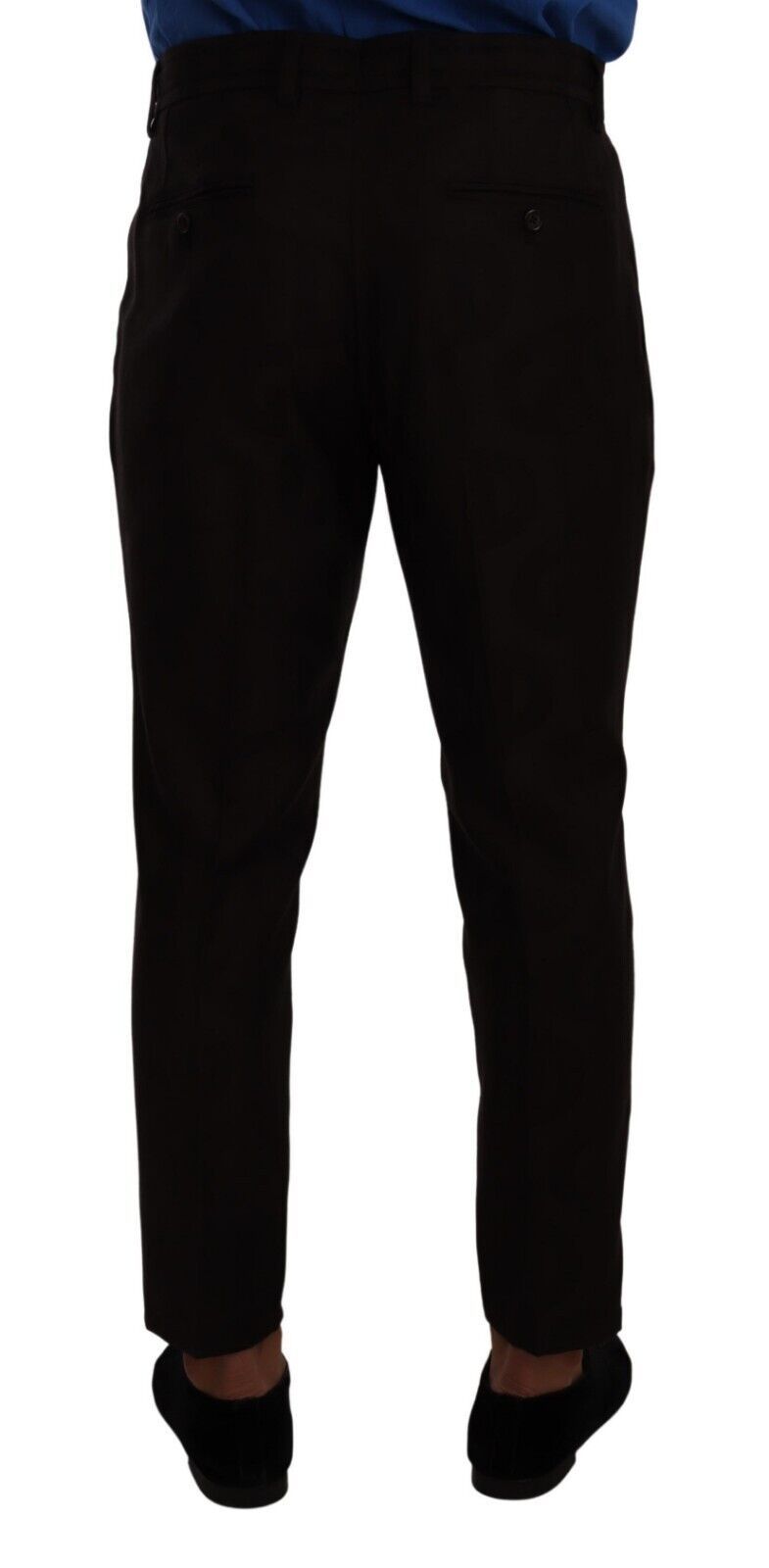 Pantalon homme skinny en laine bordeaux de Dolce & Gabbana, coupe ajustée et élégante, vue de face.