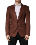 Veste blazer en cachemire marron Dolce & Gabbana à simple boutonnage, élégante et sophistiquée, vue de face.