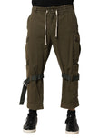 Pantalons cargo en coton marron de Dolce & Gabbana avec cordon de serrage et poches latérales.