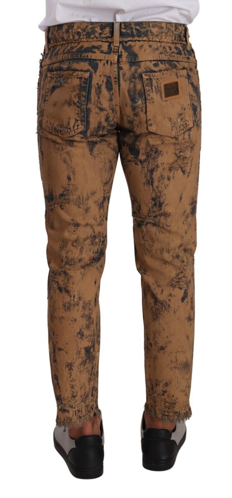 Jeans en denim brun délavé en coton Dolce & Gabbana, coupe régulière, détails usés et style décontracté.
