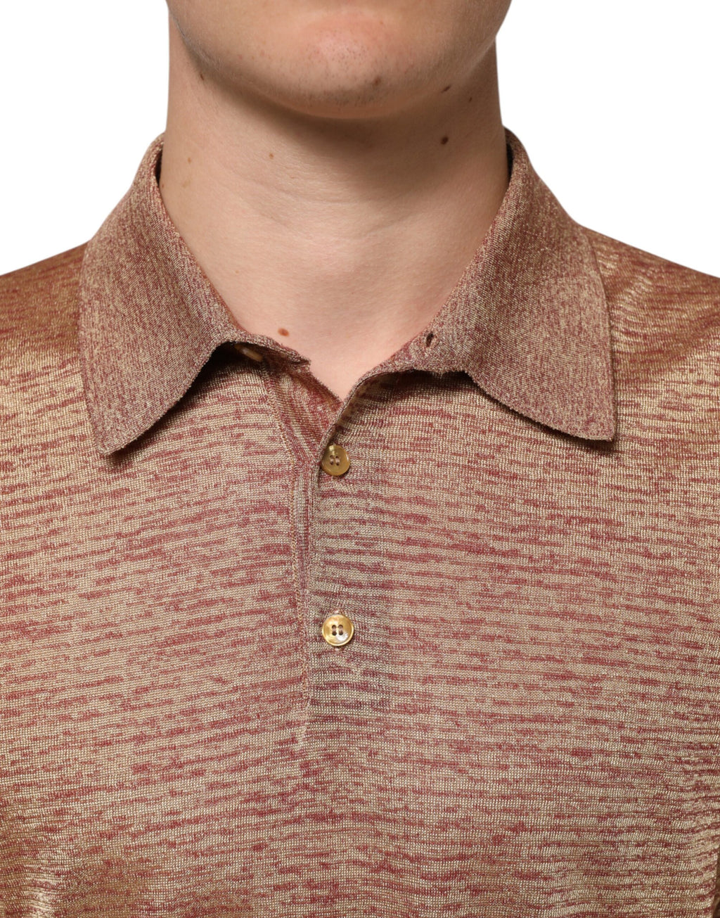 T-shirt polo Dolce & Gabbana en soie marron à texture courte à manches, style élégant et sophistiqué.