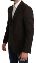Veste blazer marron Dolce & Gabbana Martini à coupe slim, élégante et sophistiquée, visible sur un mannequin.