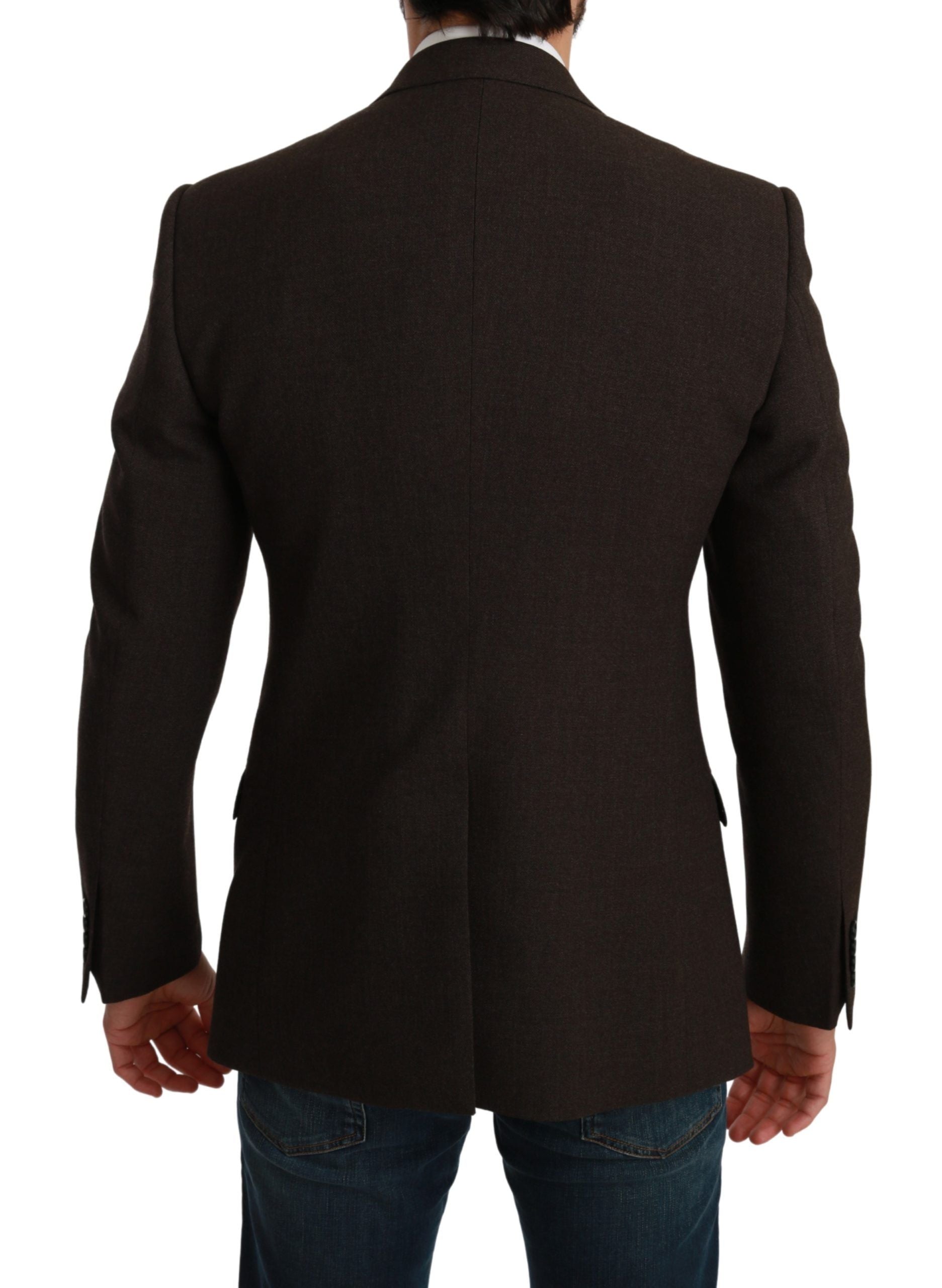 Veste blazer marron Dolce & Gabbana coupe slim fit, style élégant avec détails sophistiqués, pour homme.
