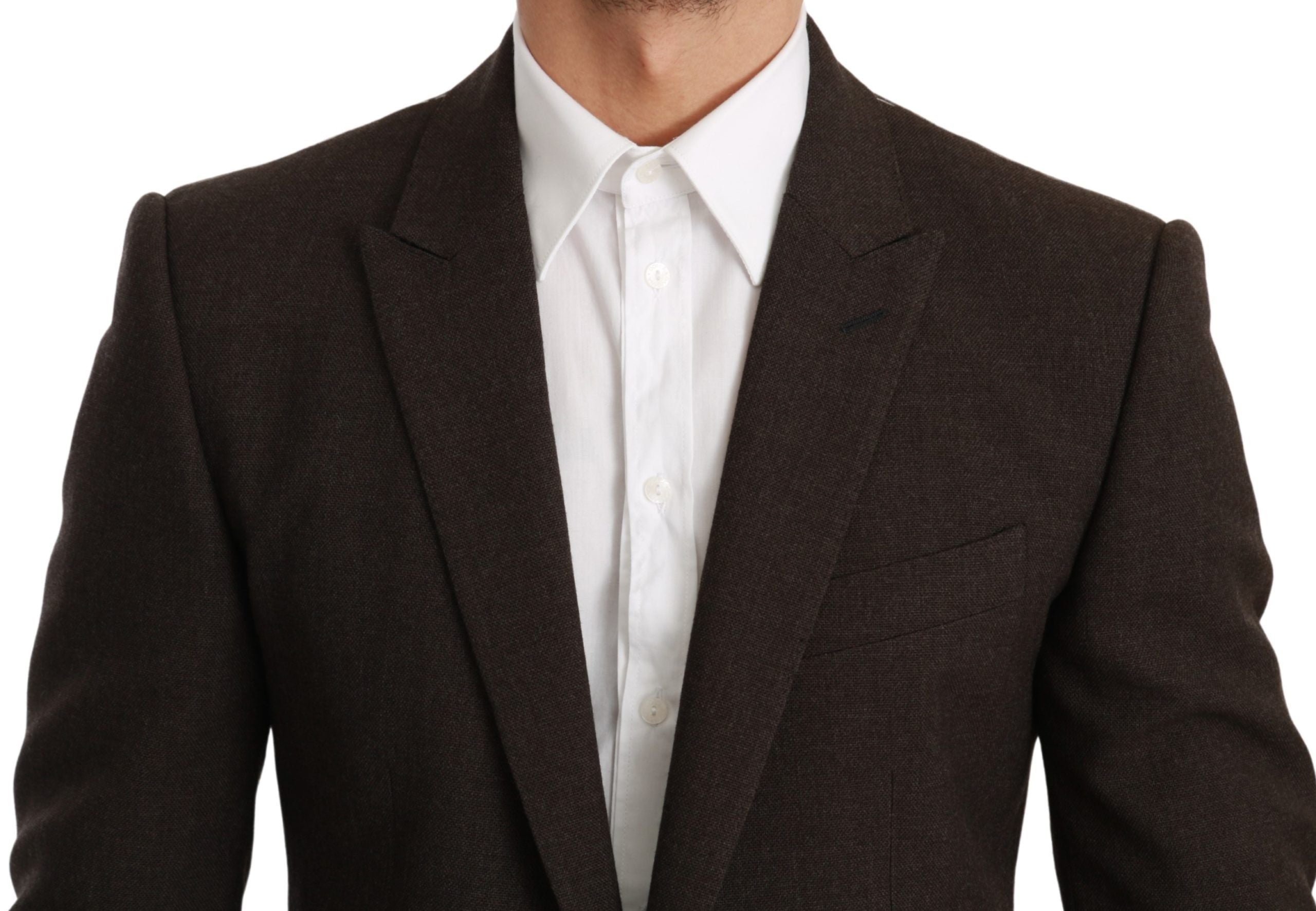 Veste blazer marron slim fit Dolce & Gabbana Martini, élégante et structurée, en tissu de qualité avec col classique et boutons.