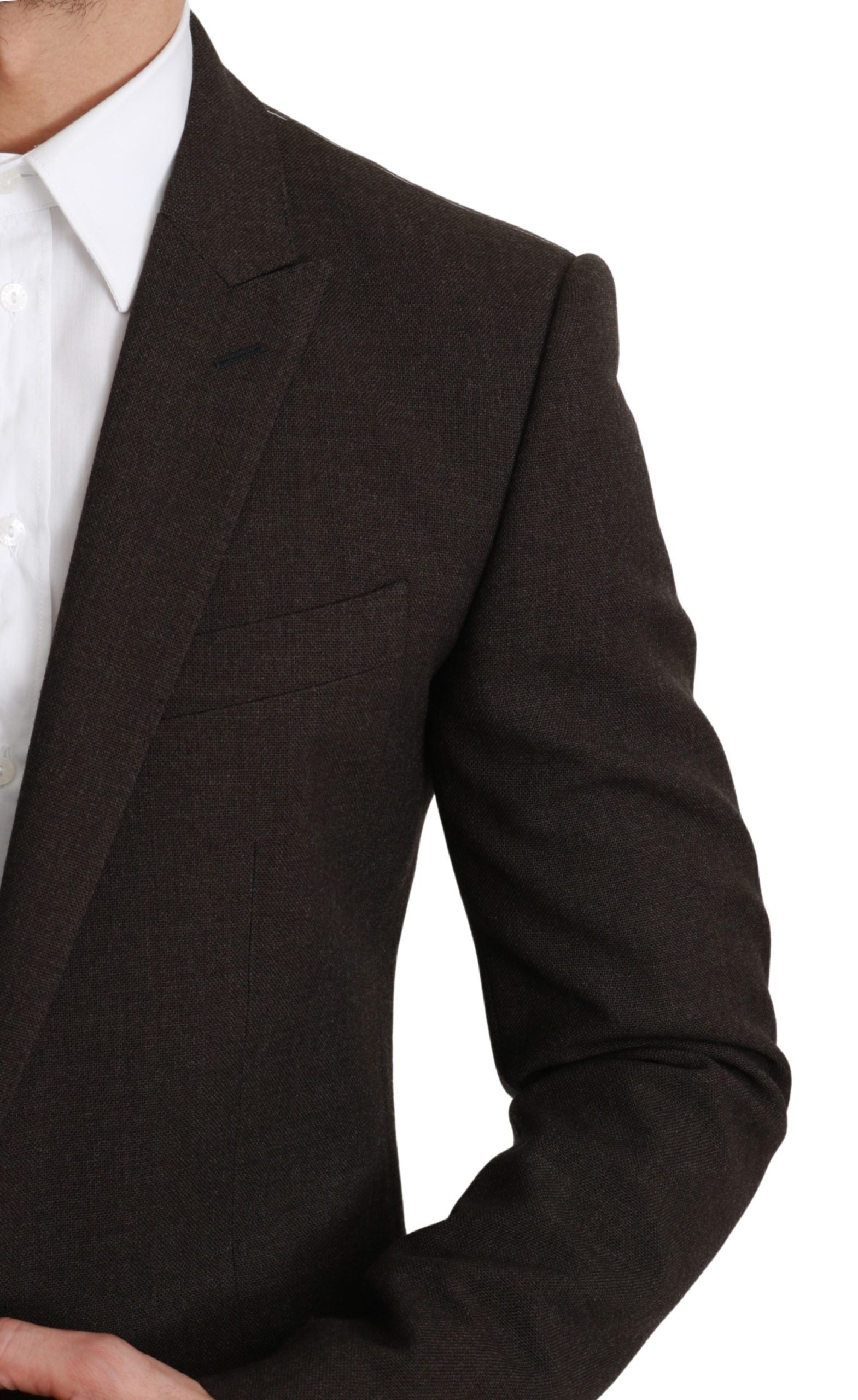 Veste blazer marron slim fit Dolce & Gabbana MARTINI, coupe élégante en tissu de qualité, vue de face sur fond neutre.