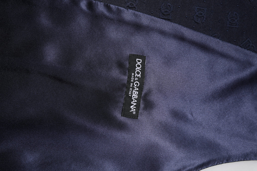 Gilet homme en laine bleu foncé avec logo Dolce & Gabbana, veste formelle élégante et sophistiquée.