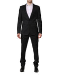 Costume homme Dolce & Gabbana gris foncé Martini 2 pièces à double boutonnage, veste et pantalon élégants.
