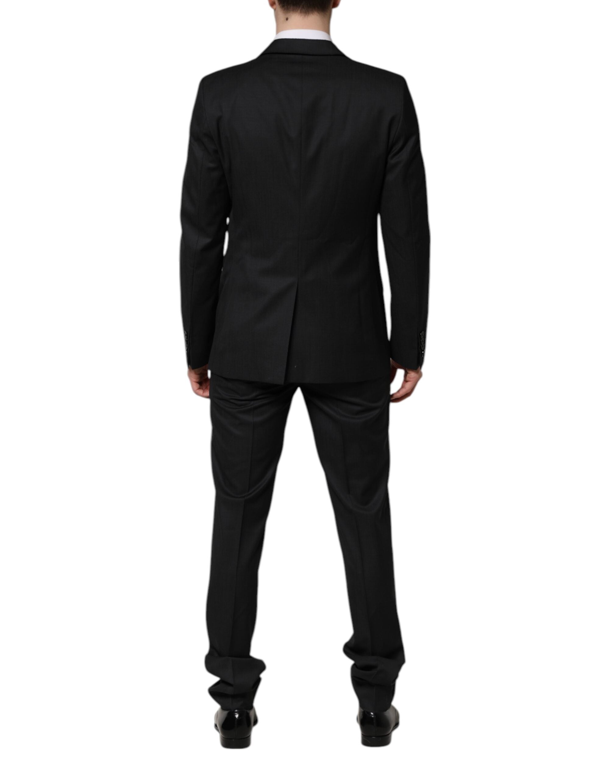 Costume homme Dolce & Gabbana gris foncé Martini 2 pièces à fermeture simple, veste et pantalon élégants.