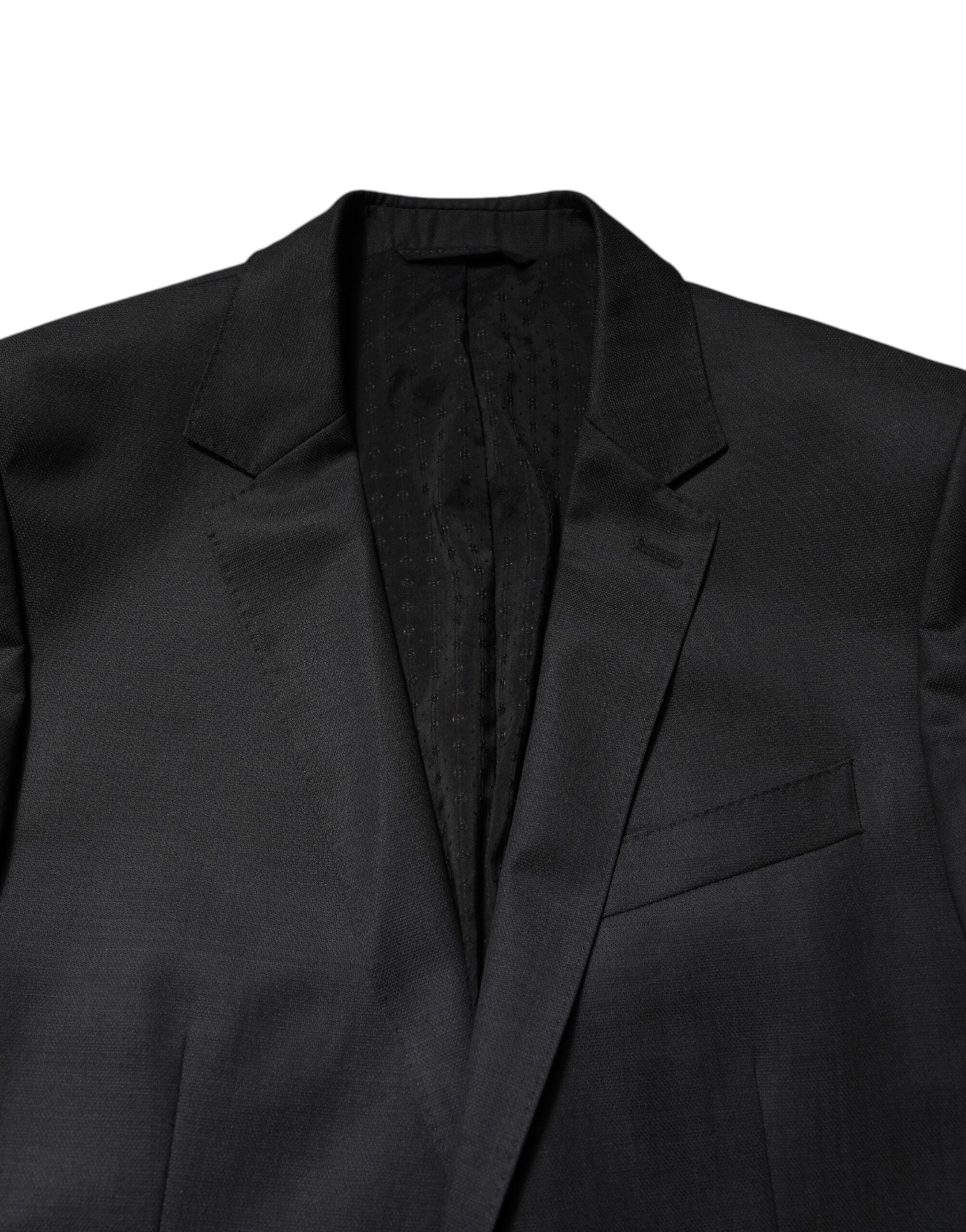 Costume gris foncé Dolce & Gabbana Martini 2 pièces, costume croisé à deux boutons, détail élégant et sophistiqué