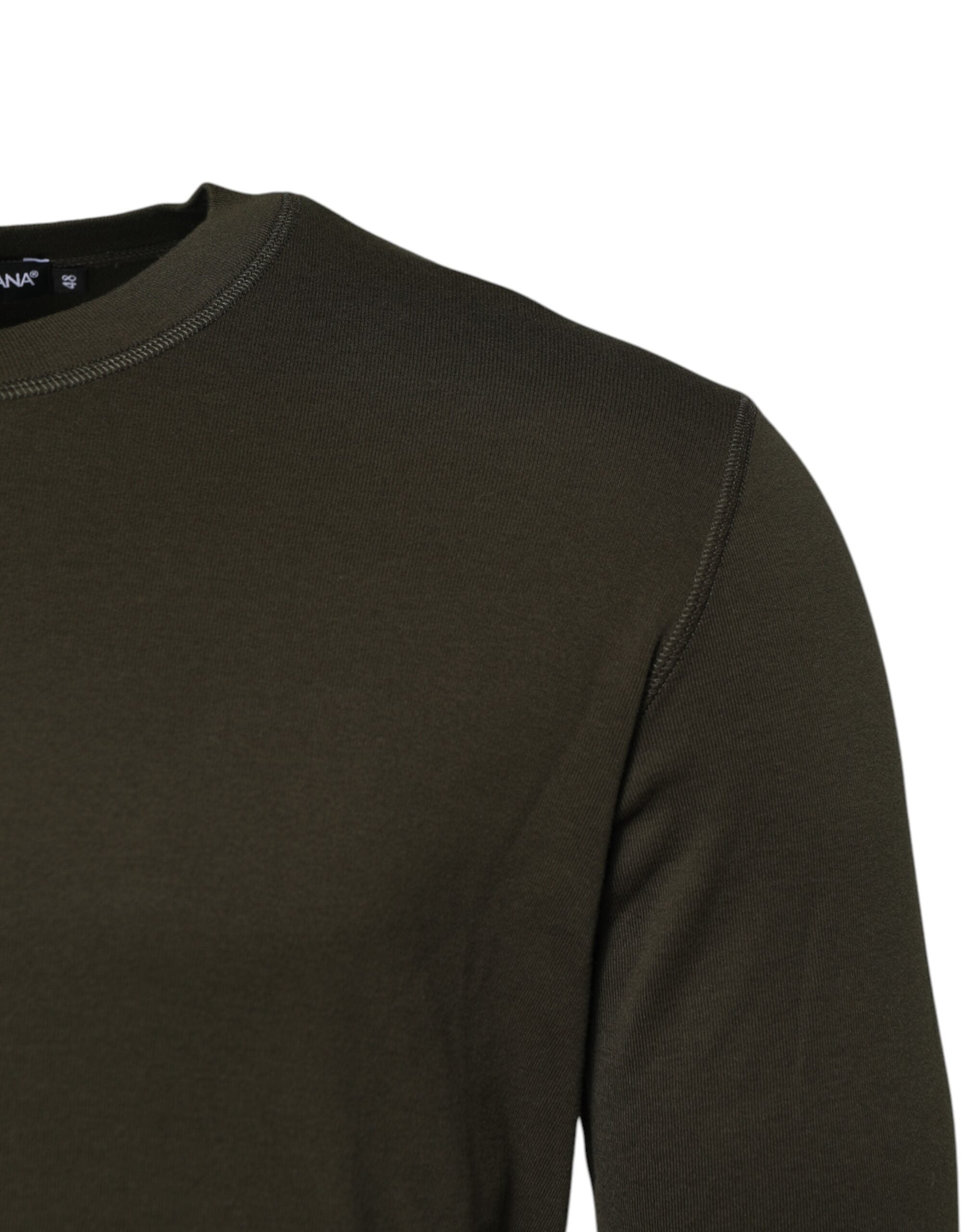 T-shirt à manches longues vert foncé Dolce & Gabbana avec col rond, en coton, vue de face.